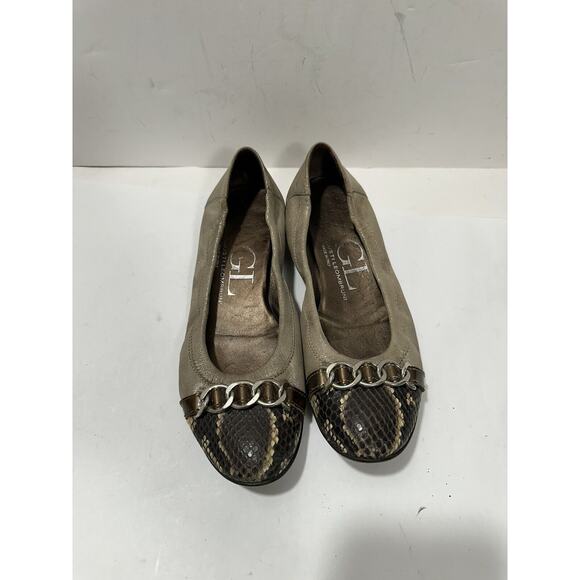 AGL Attilio Giusti Leombruni Cap Toe Ballet Flats Chain Detail Sz 37.5 - 7.5 US - Picture 3 of 11